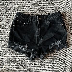 Zara Black High rise jean shorts